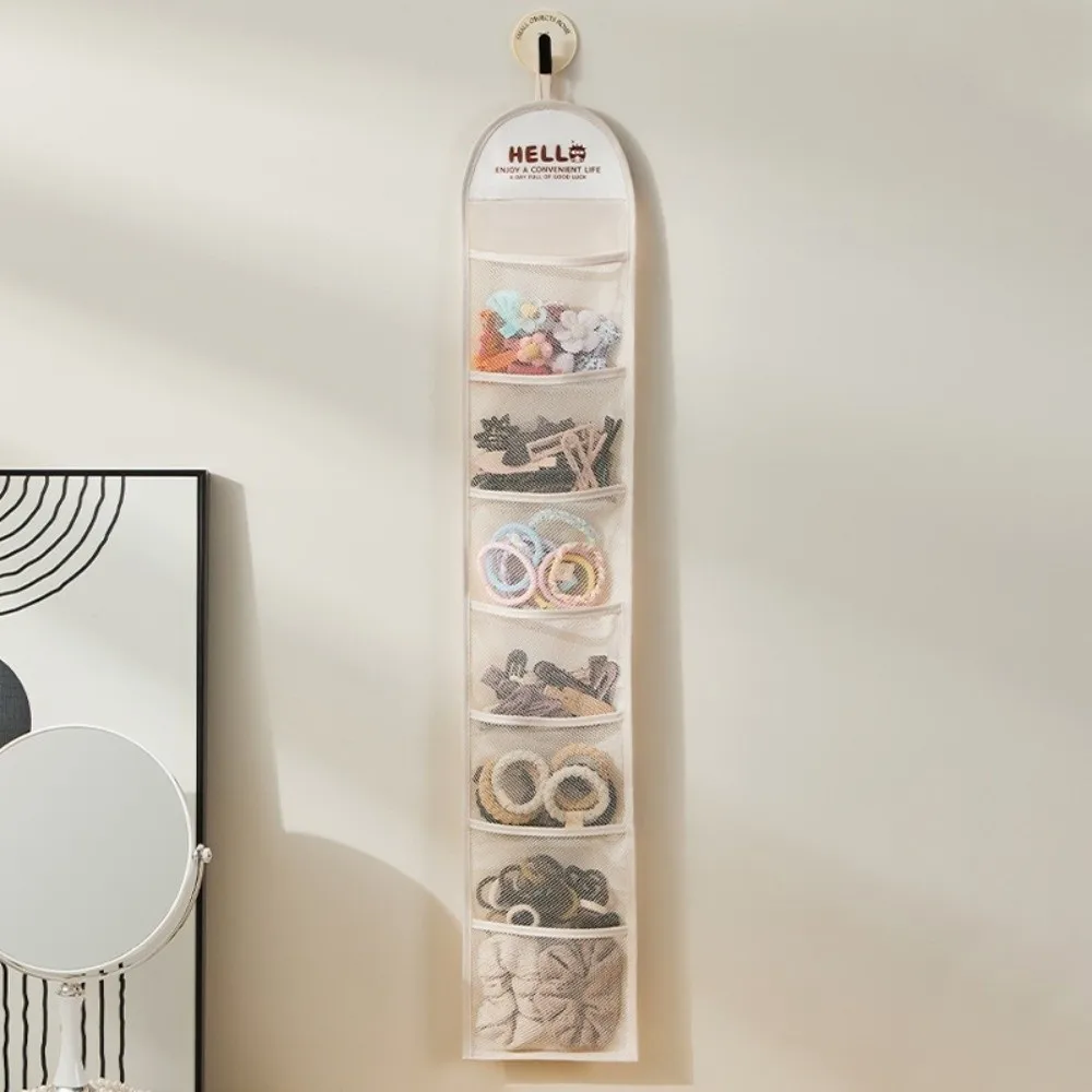 Home Organizer Behind Door Hanging Bag 7 Grid Multi-Pocket Underwear Storage Bag Wall-mounted Mesh Socks Storage Bag Closet