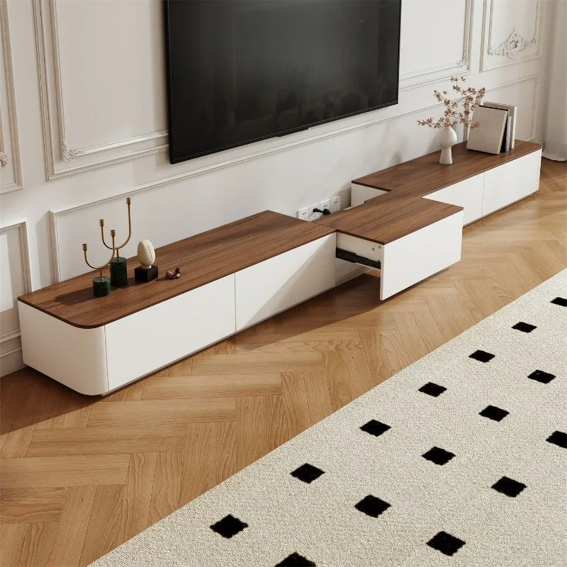 Arc simple TV cabinet hidden push-pull floor storage living room coffee table TV cabinet