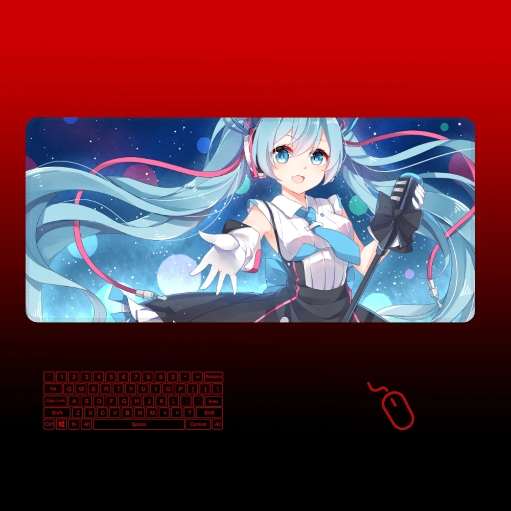 HatsuneS M-MikuS Mouse Pad Gamer manga Large Rubber Art Gaming Mouse Pad Locking Edge Big Computer Mousepad Laptop Desk Mat