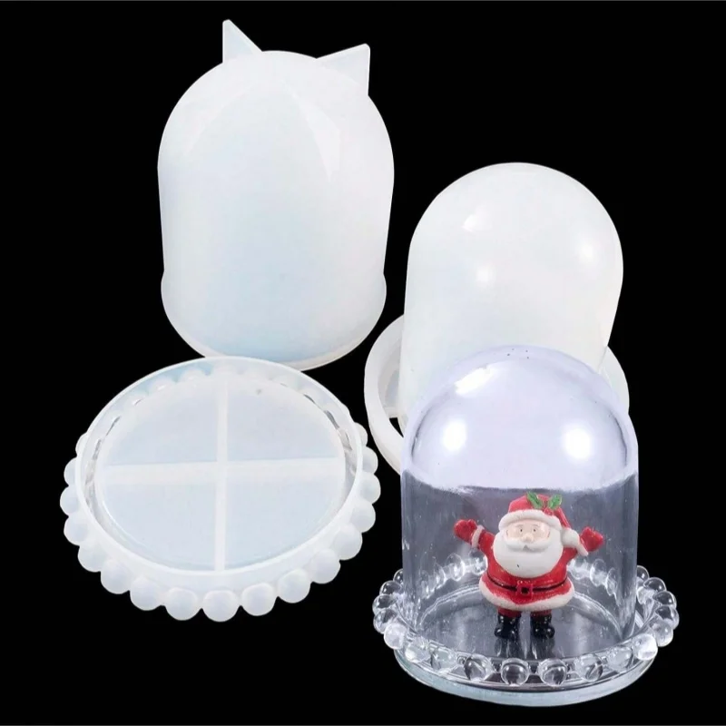 

Cloche Bell Jar Display Dome Resin Mold with Base Dice Cup Silicone Set Jewelry Collectibles Holder Display Crafts Epoxy Casting