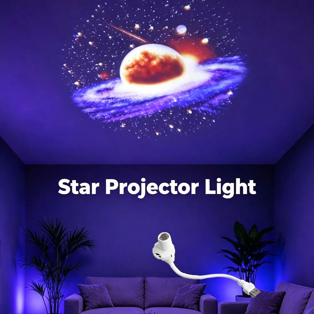 Car Star Projector Night Light USB Plug in 360° Rotating Starry Sky Projection Lamp For Kids Bedroom Party Gift Room Decor