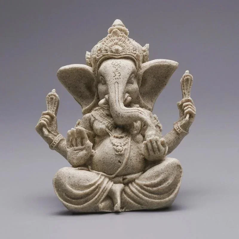 Sandstone Ganesha Buddha Elephant Statue Sculpture Handmade Elephant Figurine Home Decoration Accessories