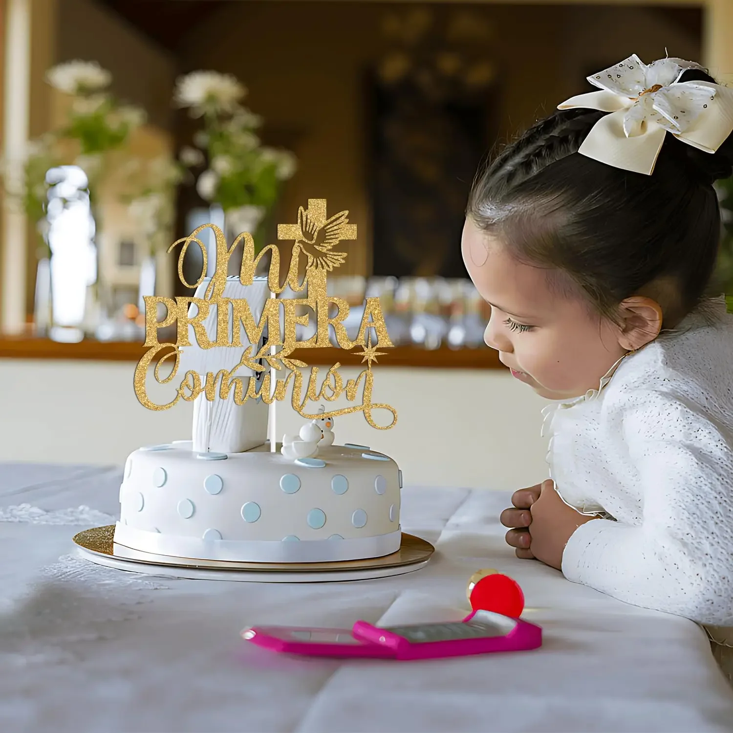 قطعة واحدة من قطعة كعكة الصليب الذهبية من My First Communion (النسخة الإسبانية) لتزيين كعكة عيد ميلاد الله