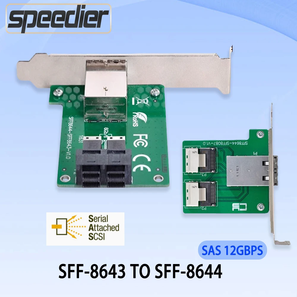 Internal To External Double Ports SFF-8643 8087 SF-8088 SFF-8644 Mini SAS HD 36P Adapter Card 12Gbps Hard Internal to External