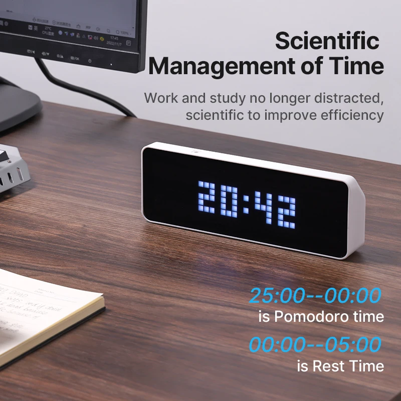 Ulanzi TC001 Smart Pixel Clock Weather Forecast Function Scientific Management of Time Full Color Pixel Display Clock