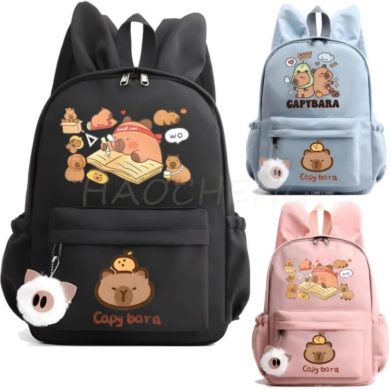

Mochila Capybara Female Male Nylon Simple Large-capacity Solid Color Schoolbag Insert Buckle Laptop Knapsack