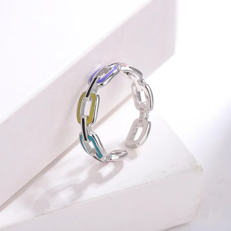 

Buyee 925 Sterling Silver Female Ring Elegant Rainbow Double Circle Open Ring Finger for Women Fashion Party Fine Jewelry Circle