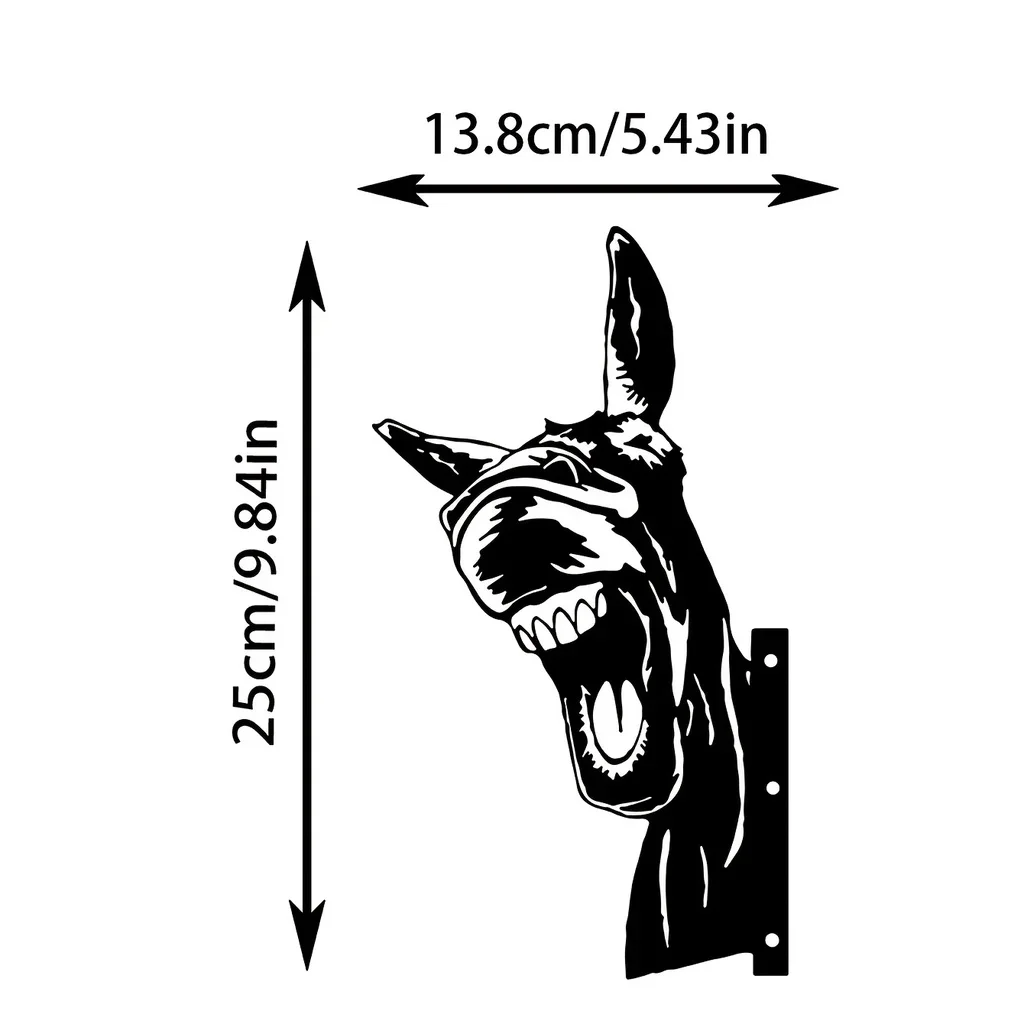 2D Flat Iron Donkey Silhouette Wall Art, Adorable Whimsical Garden Home Decoration, Unique Cut Metal Sign