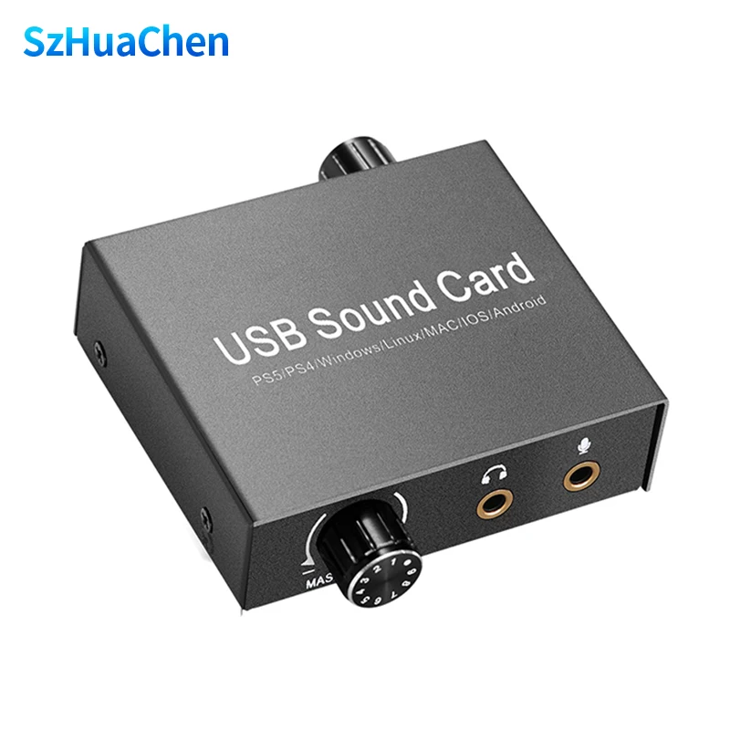 USB-C Sound Card Audio External 3.5mm Microphone Audio Adapter Soundcard for PC Laptop PS4 Headset USB Sound Card