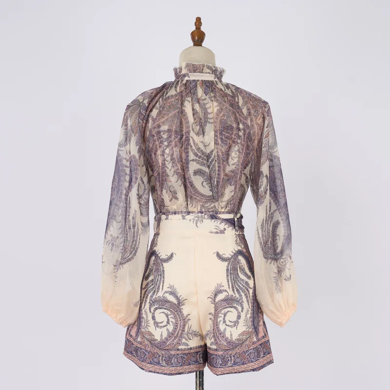 خريف جديد حجم كبير الأرجواني أرجواني بيزلي نمط شقة الجبهة orts الشارع Sle منتصف عالية الخصر المخملية النسيج oulder Baring #3