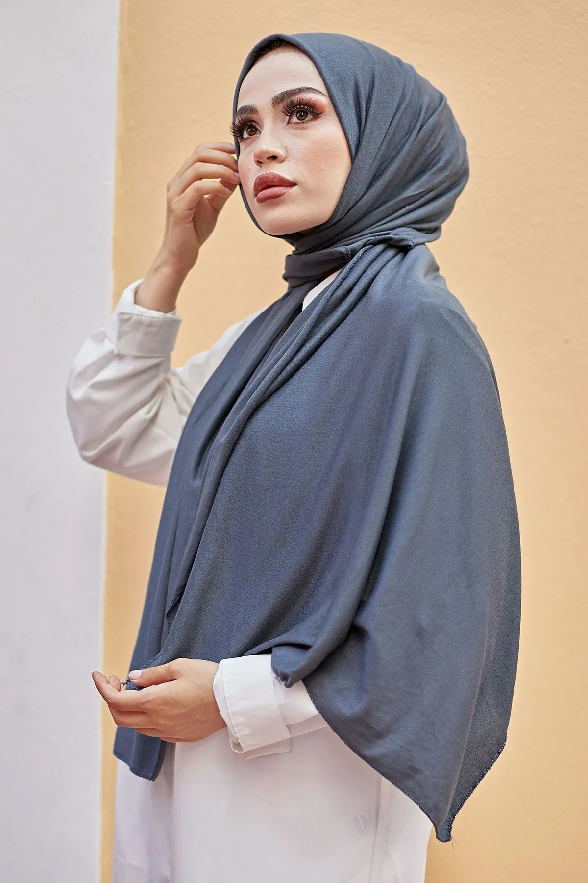 Combed cotton Shawl-Anthracite Winter Autumn 2021 Muslim Women Hijab headscarf islamic Turkey