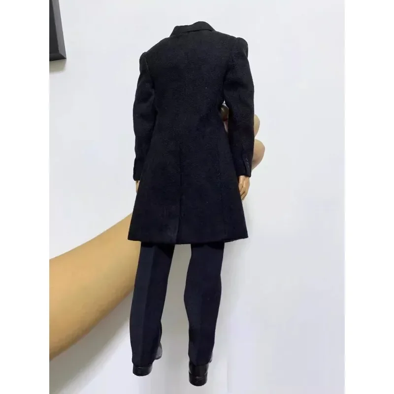 Toy Center-Conjunto de ropa de agente masculino a escala 1/6, abrigo negro ajustado, traje de abrigo, camisa, pantalones, modelo para figura de soldado de 12 ", muñeca corporal