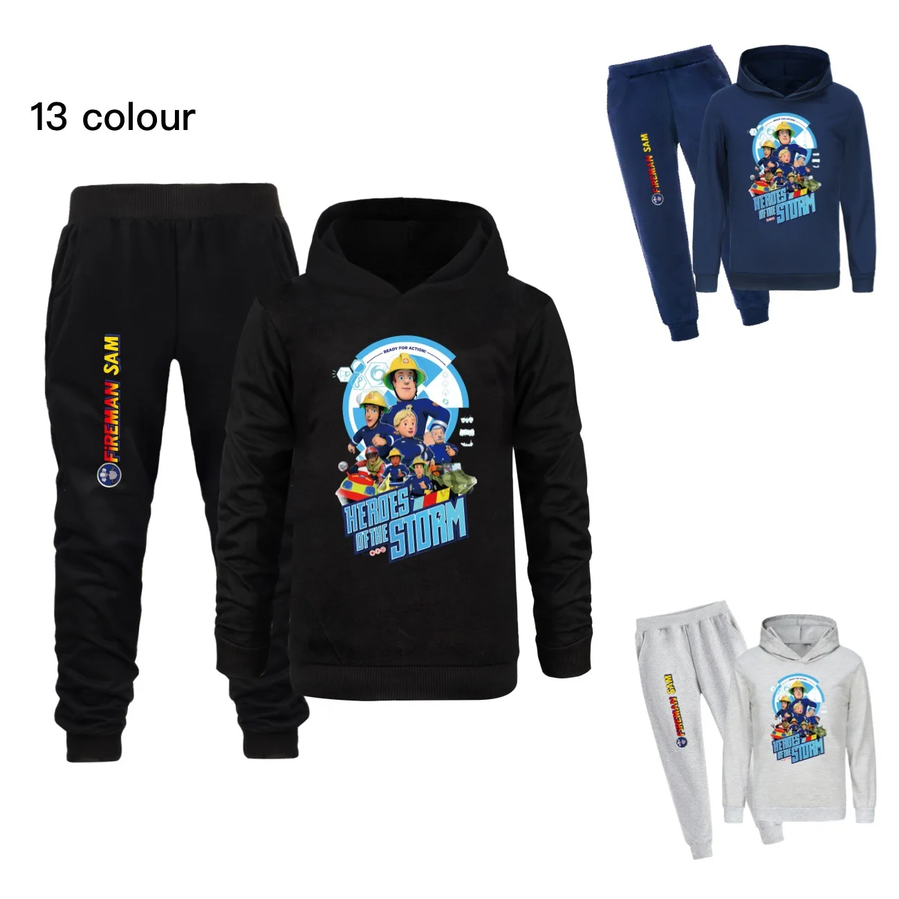 

Fireman Sam Clothes Kids Cartoon Fireman Sam Hoodie + Pants 2pcs Set Boys Autumn Tracksuit Toddler Girls Outfits Children's Sets