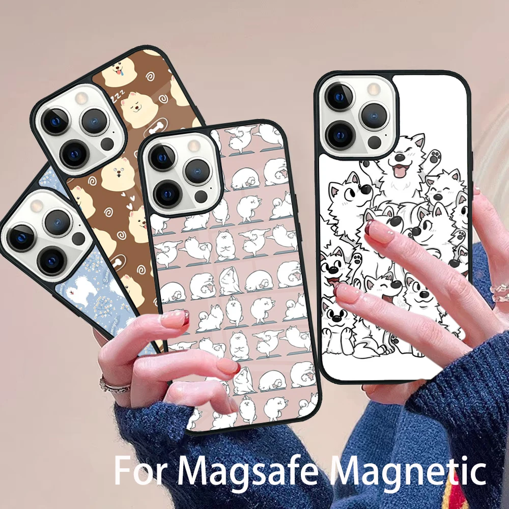 

Samoyed Puppy Phone Case Magesafe Magnetic Wireless Charge Cover For IPhone 16 11 12 13 14 15 Pro Max Plus Mini