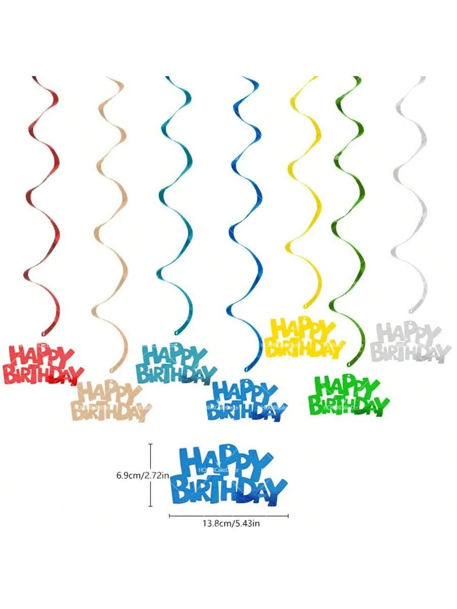 1 Set Happy Birthday Wirbel-Dekorationen Bunte Hängewirbel mit Geburtstagsschildern für Geburtstagsfeiern Girlanden für Erwachsene – Detail 5