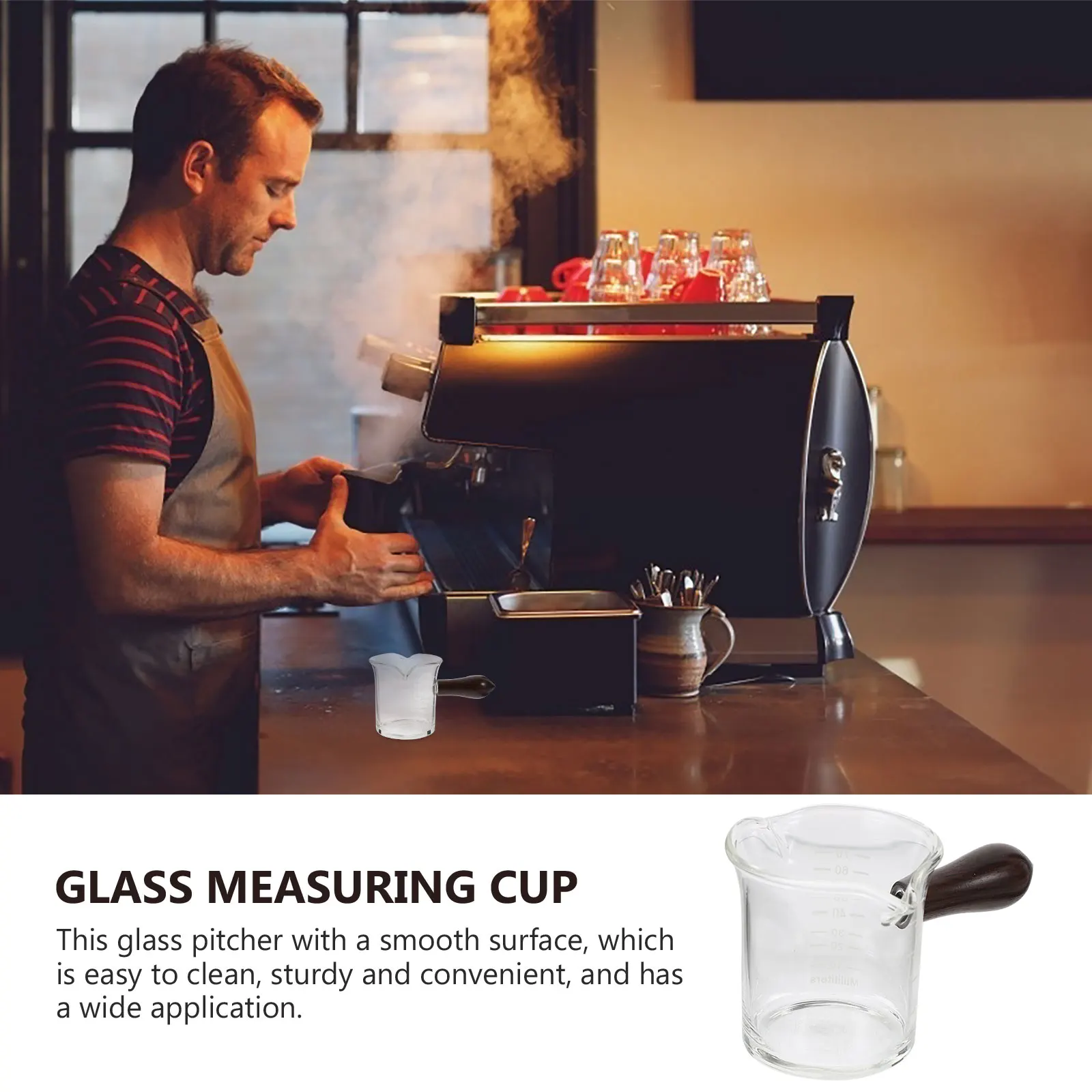 

Coffee Milk Cup Mug Small Measuring Jug Multifunction Mini Pitcher Glass with Spout Bean