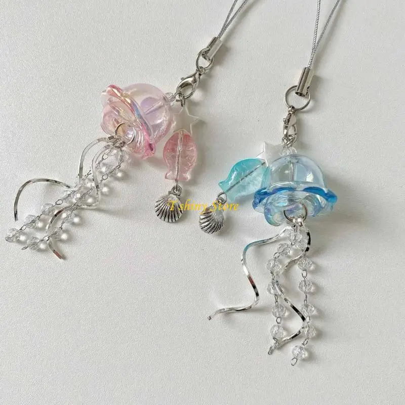 N58F Jellyfish Phone Strap Realistic Jellyfish Accessory Acrylic Portable Charm Suitable for Everyday Adventures and Gifts