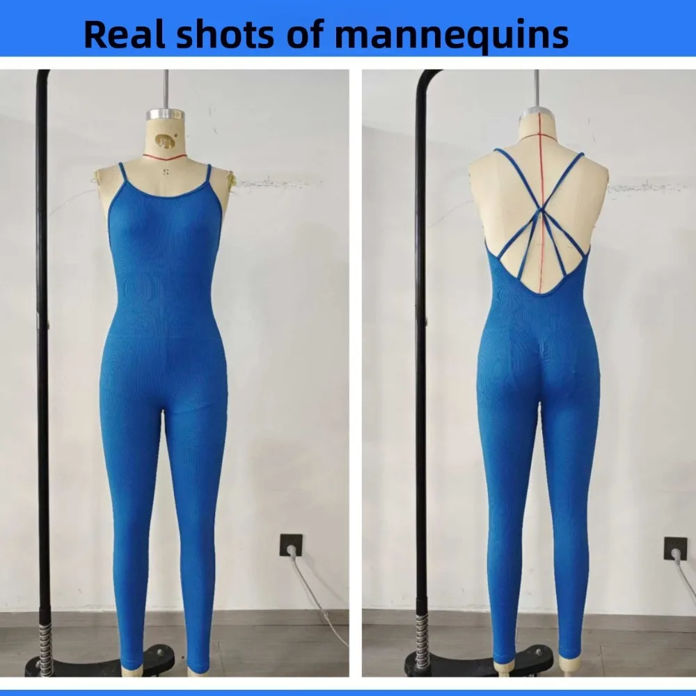 مثير قطعة واحدة ملابس اليوغا سريعة الجافة اللياقة البدنية ضيق لا وسادة الصدر الصليب جميلة الظهر السراويل الطويلة قطعة واحدة اللياقة البدنية البدلة