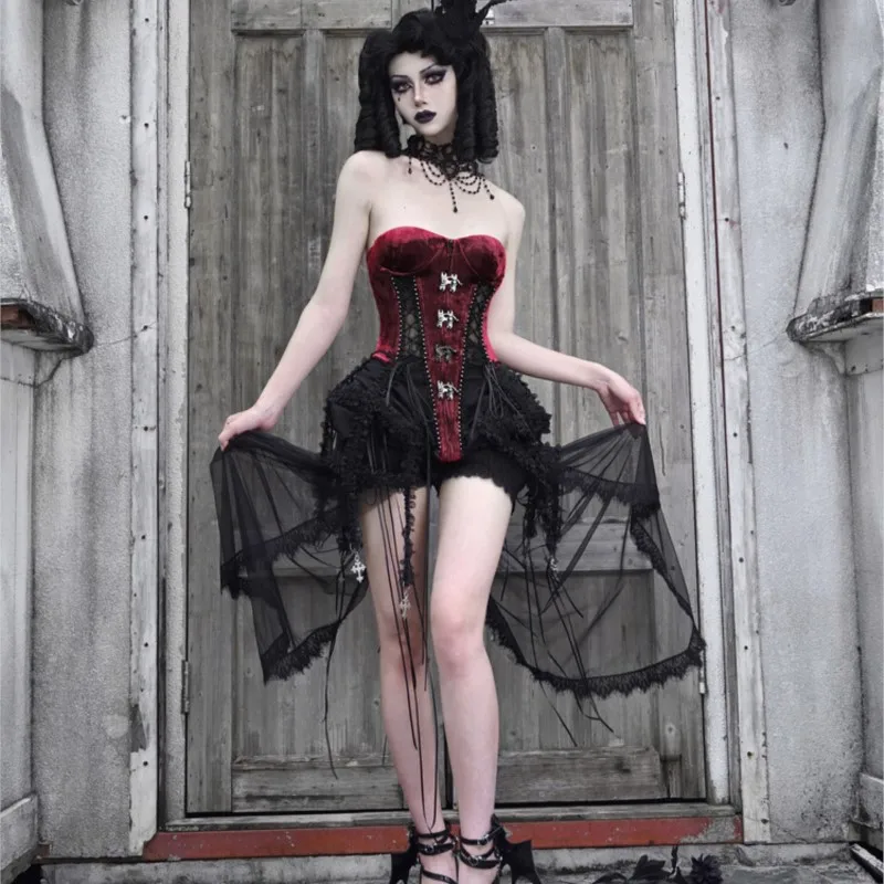 

New Dark Series Fishbone Strap Bird Cage Corselette