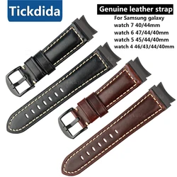 High Quality Genuine Leather Strap for Samsung Galaxy Watch 7 6 5 40/44mm Quick Release WatchBand for Galaxy Watch 7 Accessories