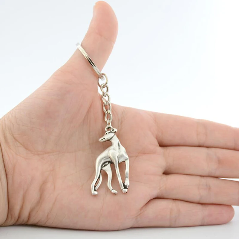 New Italian Greyhound Grey Hound Keychain Men Vintage Cute Whippet Dog Key Chains Keyring Bag Charm Women Child Jewelry Gift