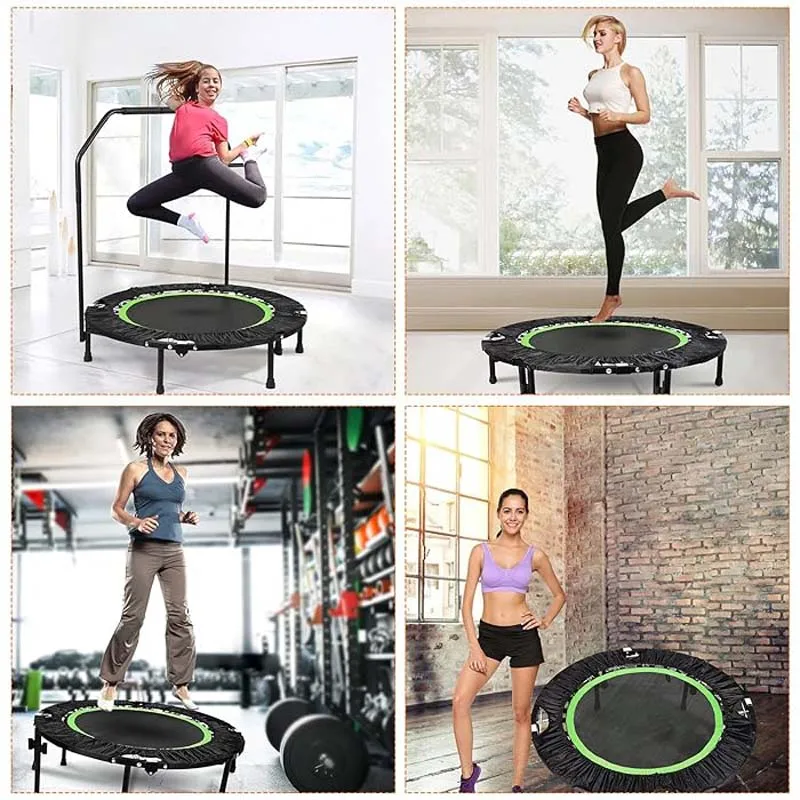 40 Inch Mini Rebounder Trampoline with Adjustable Handrail, 32 Pieces Spring and Extra Coating Mat Produc Stronger Elastic