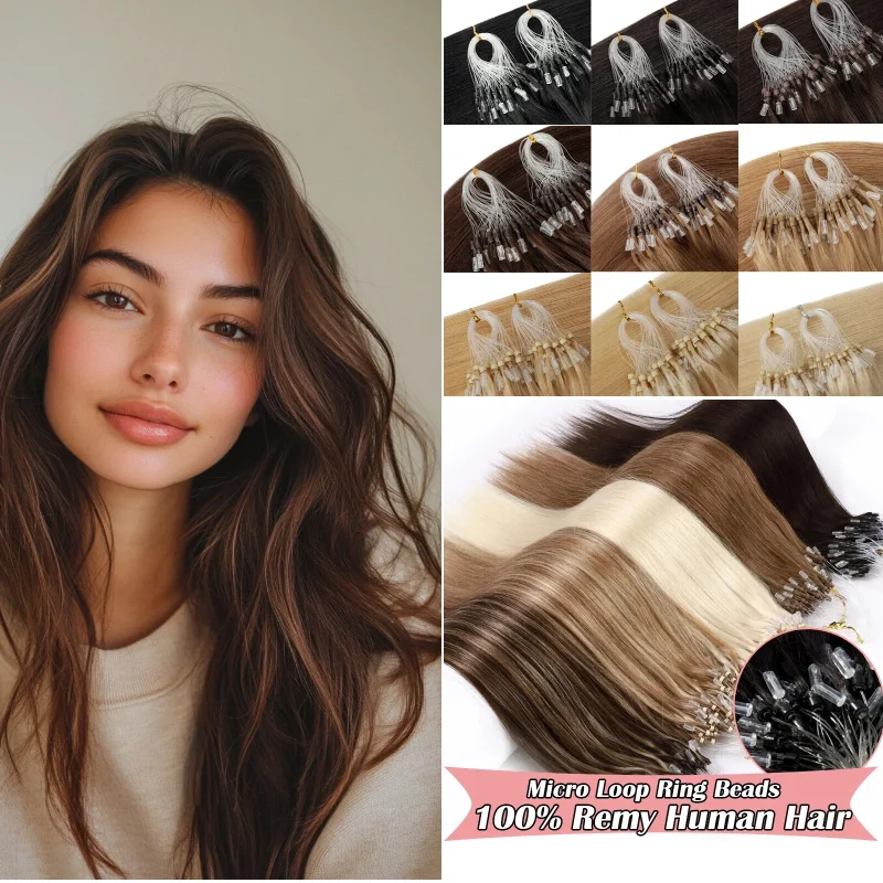 human-remy-hair-micro-loop-extensions-100-strands-18inch-8-p8-613-lightweight-for-wedding-guest-look-factory-wholesale