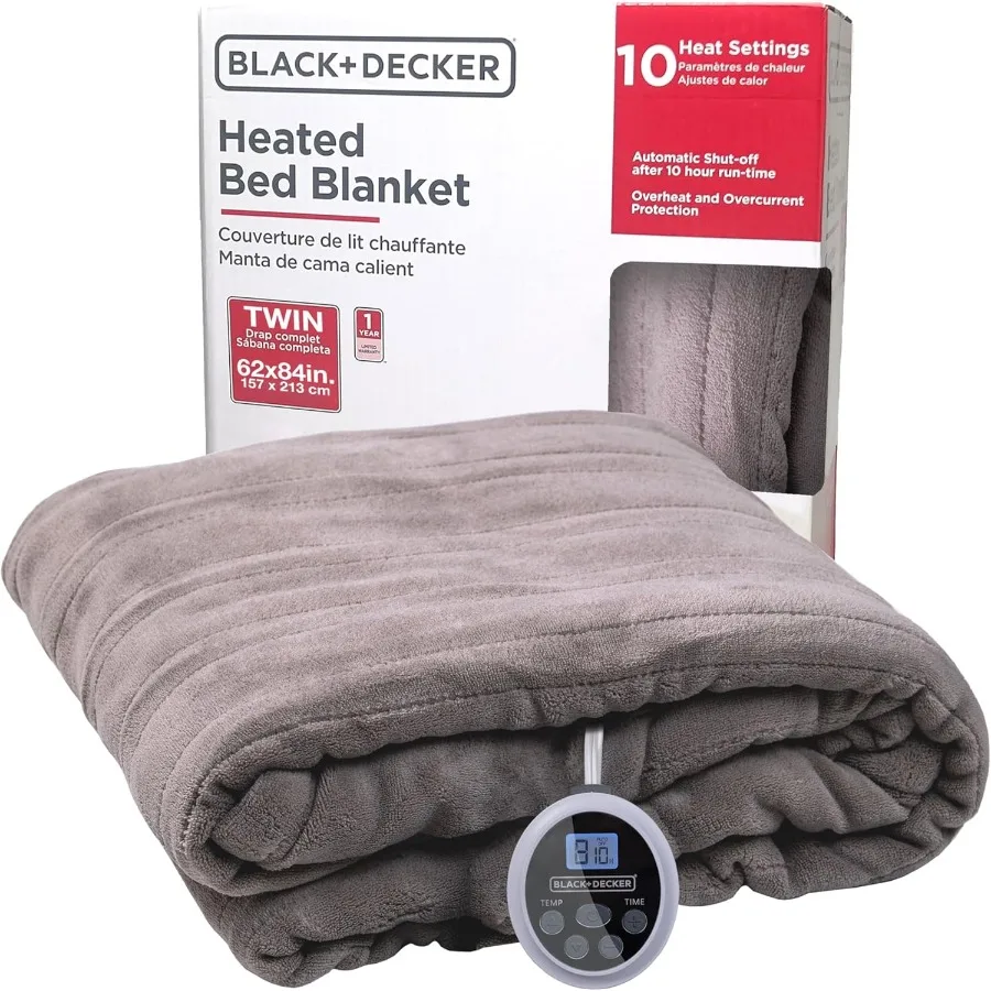 

Heated Blanket Electric Twin Micro Plush Electric Blanket Heating Blanket with 10 Heating Levels 10H Timer Auto Shutoff Fast He