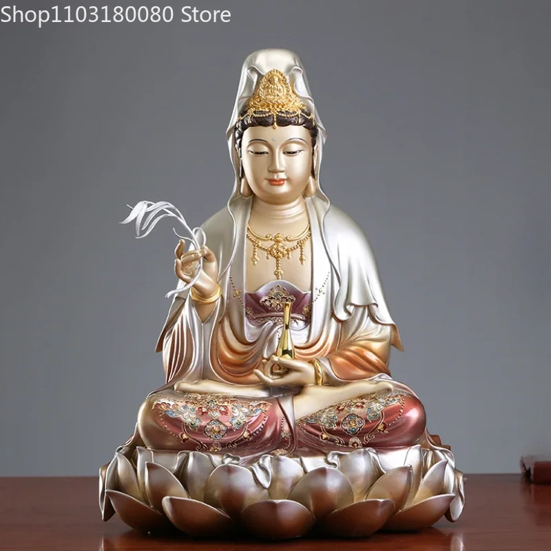 

40cm 48cm Copper Cloisonne Enamel Guanyin Buddha Statue Three Treasures Buddha KWAN-YIN goddess statue sculpture