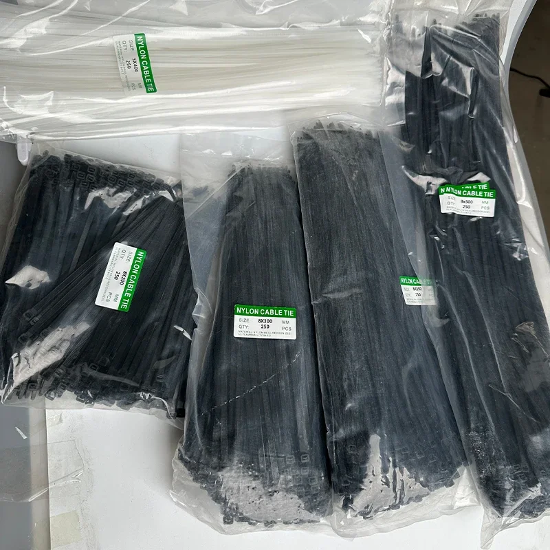 Heavy Duty Self Locking Nylon Cable Ties 5x200 5x500mm Black Weatherproof Zip Tie Bulk Pack for Electrical Industrial Home