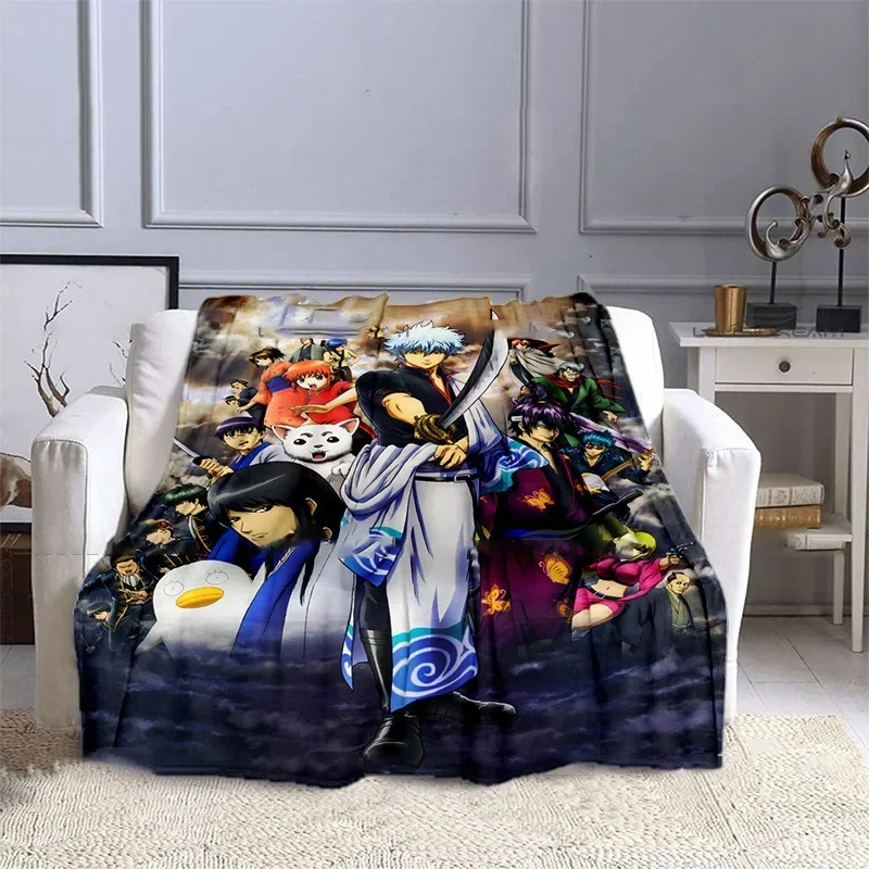 Cartoon Character Pattern Blanket Animation GINTAMA Flannel Thin Blanket Portable Home Travel Office Lunch Break Warm Blanket