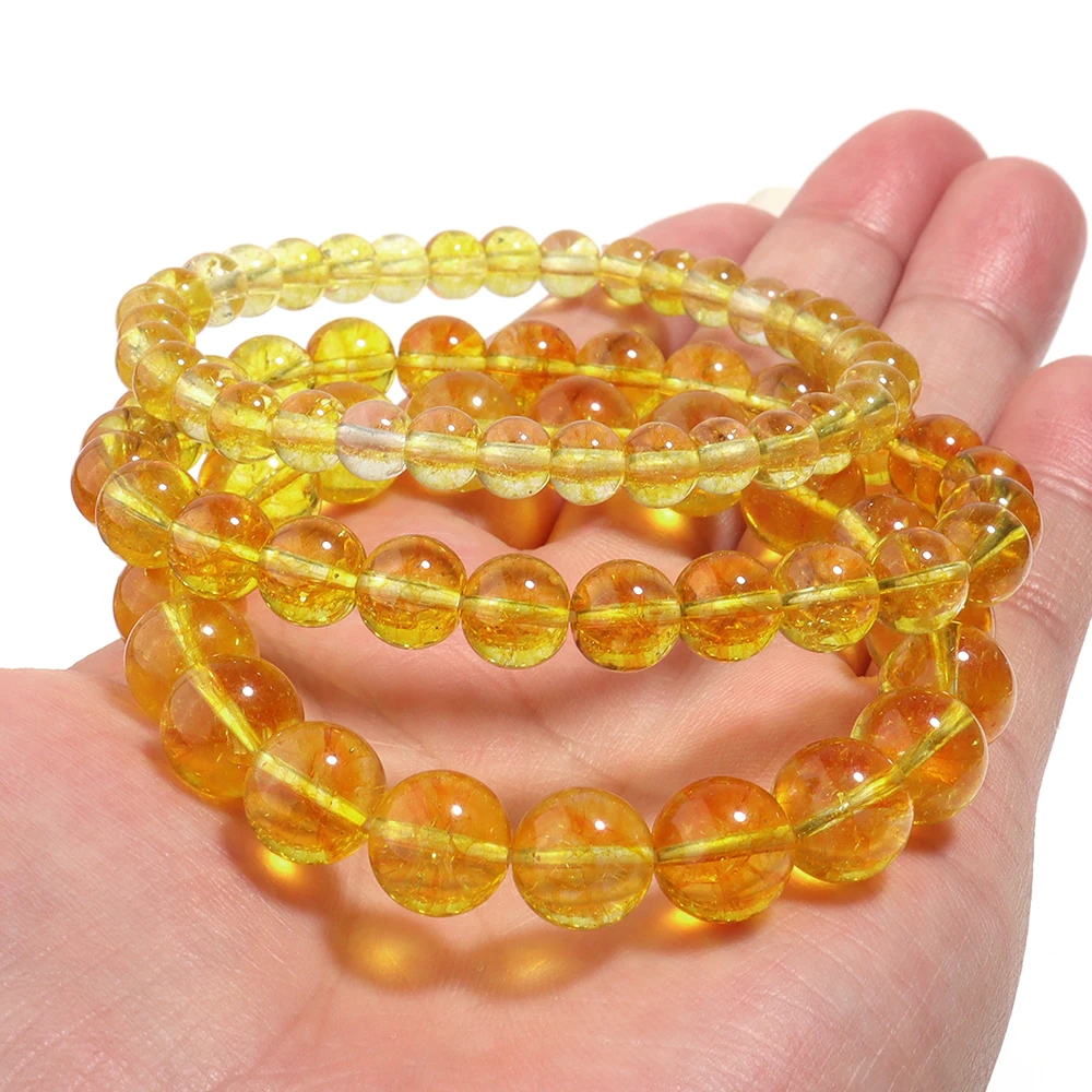 OAIITE Citrine Bracelet for Women Quartz Crystal Agate Jewelry Birthday Gift Yoga Meditation Stretch Wealth Bracelet for Men