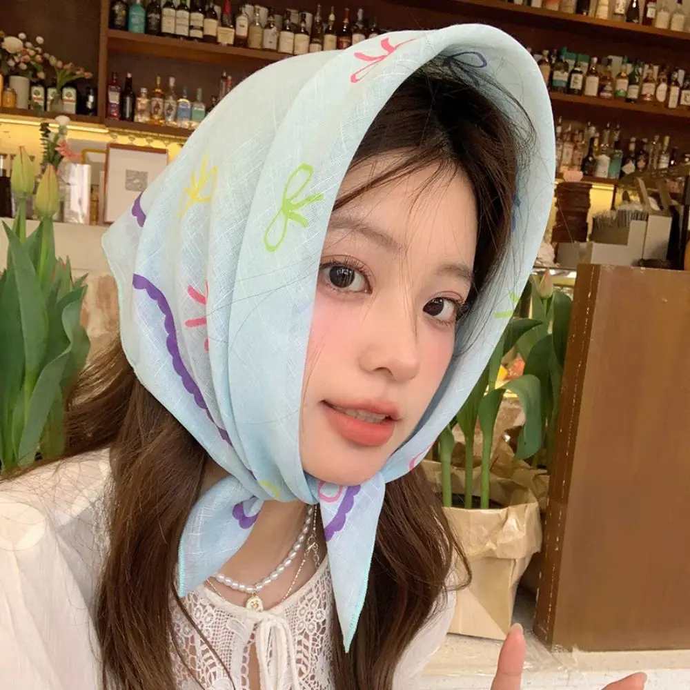 

Elegant Korean Sweet Bowknot Turban Elegant Colorful Triangular Hair Band Thin Headband Fresh Small Scarf Girls