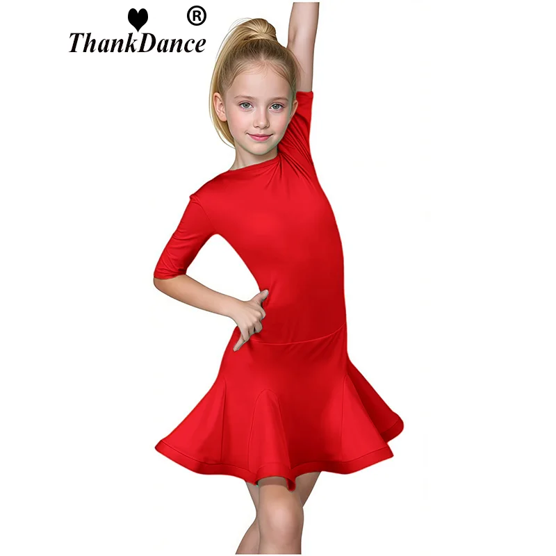 Abito da ragazza latino-americana Abito da ballo latino Tango ChaCha Samba Costumi da spettacolo per abbigliamento da competizione latino per bambini