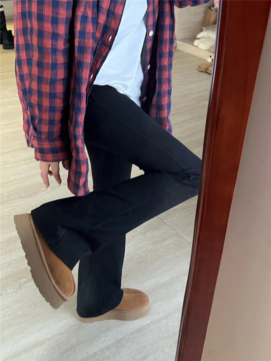 Doppelseitige Fce Arkskin-Hose für Damen, lässige Fitn-Hose, ausgestellte Leggings, Boting-Hose für Damen