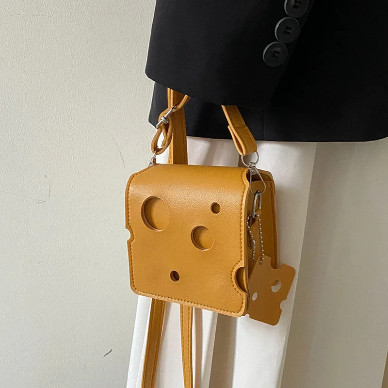 New Fashion Change Small Square Bag Mini Hole Cheese Lipstick Headphone Key Cross Body Bag Birthday Gift