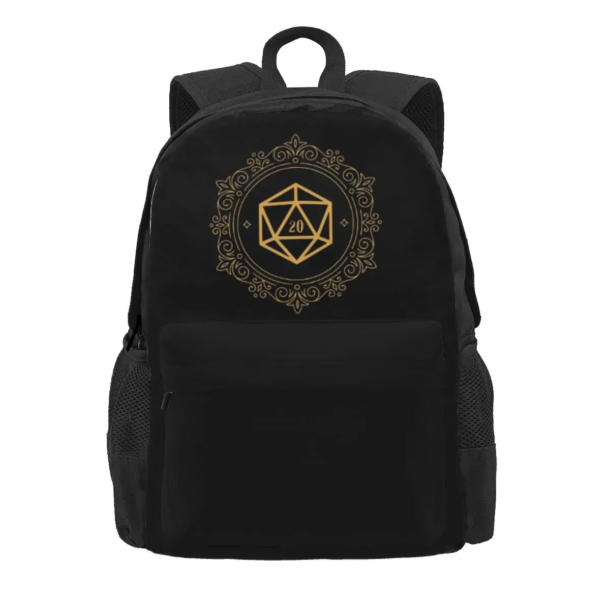

Polyhedral D20 Dice Monogram Bronze Tabletop RPG Backpack Daypack Large Capacity Boys Girls BookBag School Bag Shoulder Bags
