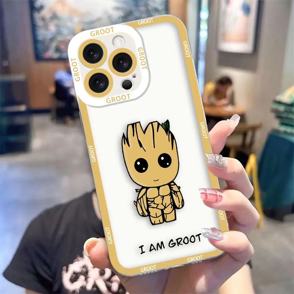 Funda de teléfono Marvel Cute Baby Groot para Samsung A02 A03S A03 A04 A05 A05S A06 A7 A10 A12 A13 A14 A15 A16 NOTA 10 20 funda transparente