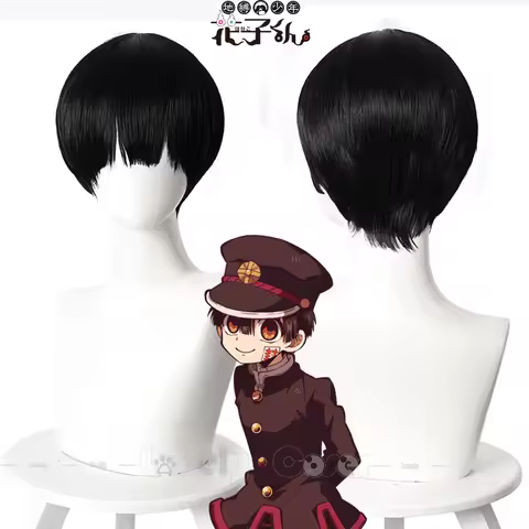Anime Toilet-Bound Hanako-kun Cosplay Wig Yugi Amane Jibaku Shounen Black Short Wig Heat Resistant Halloween Party Role Play Wig