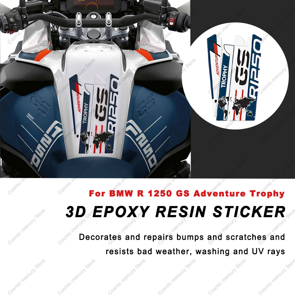 For BMW R1250GS R 1250 GS ADV Adventure 40 YEARS 2024 Motorcycle Tank Pad Sticker 3D Epoxy Resin Protective Sticker