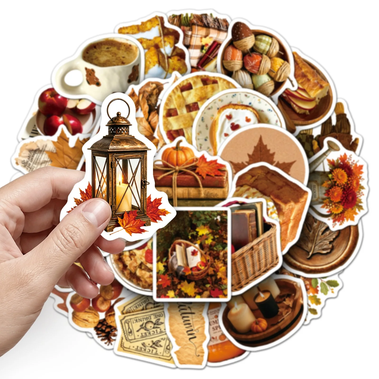 50 PCS Ins Style Brown Fallen Leaf Healing Autumn Season Mix Match Stickers Decorate Luggage Scrapbook Window Fridge Decals