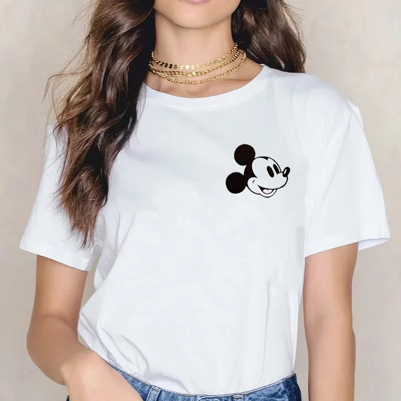

Funny Summer Women T-shirt Fashion 2025 New Round Neck Short Sleeve T Shirt Cute Cartoon Mouse Print Unisex Clothing Top Y2k Tee