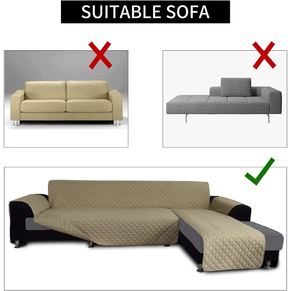 Pelindung Sofa Bentuk L Ramah Hewan Peliharaan, Pelindung Sofa Ukuran X-Large Warna Beige untuk Anjing dan Kucing