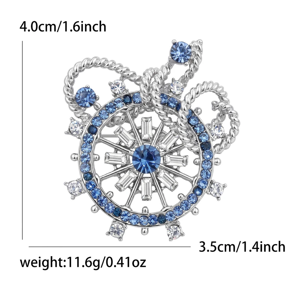 Ferris Wheel Brooch Pin Multi‑Color Crystal Twisted Metal Lapel Brooch for Women Coat Scarf Party Anchor Jewelry Gift