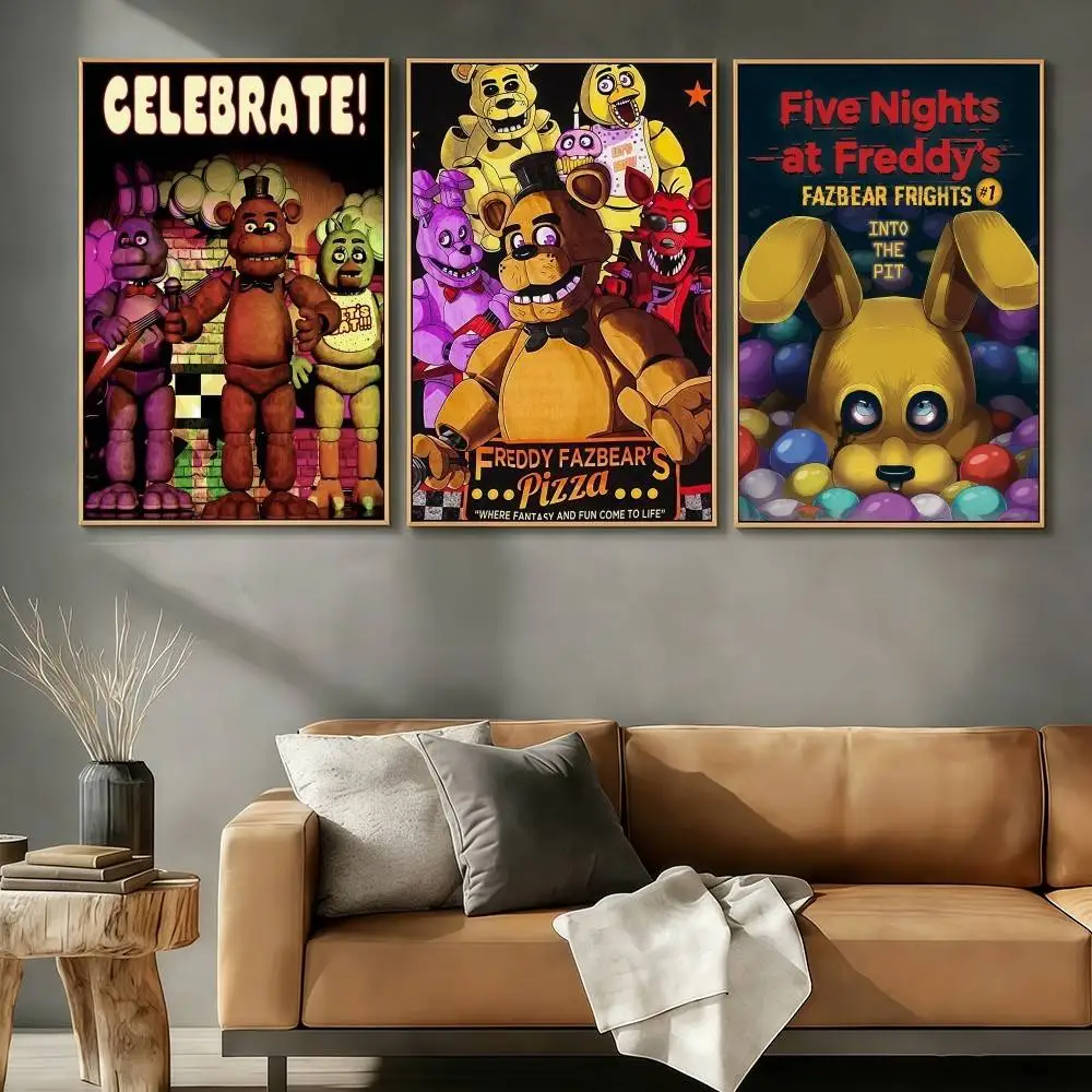 Fnaf Five-nights-At-Freddys Classic Poster Stickers Art Print Retro Artistic Wall Decor HD Living Room Bedroom Home Decor Gift