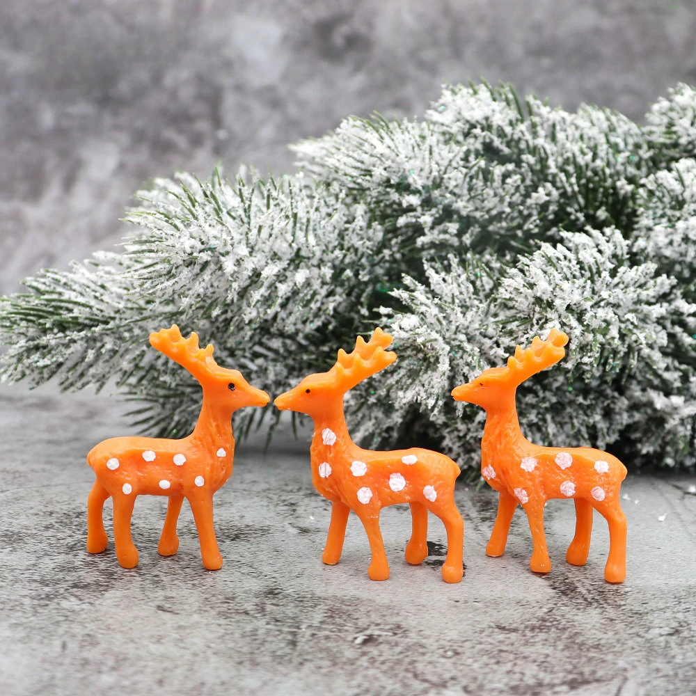 

12PCS Mini Sika Deer Garden Miniatures Gnomes Moss Terrariums Resin Crafts Figurines Home Decoration Cake Toppers Xmas Decor