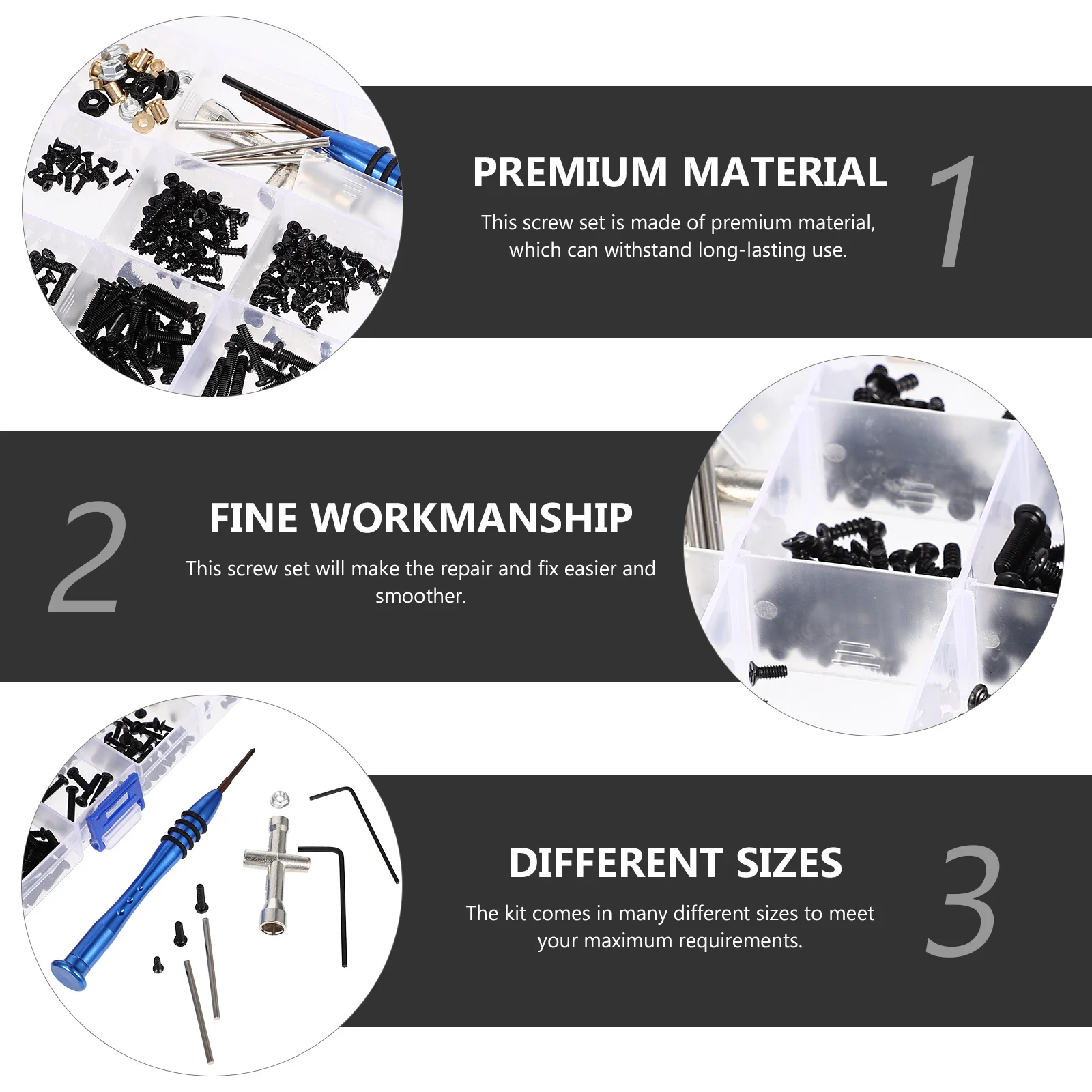 

1Set Repair Screw Kit Multi-Size Replaceable Tiny Screws High-Durability Aluminum Alloy for Accessories Daily