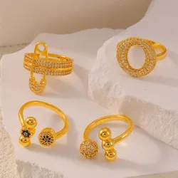 Elegant Gold Silver Color Rings For Women Inlaid Zircon Waterproof High-end Women's Wedding Ring Girls Gift Luxury Woman Jewelry