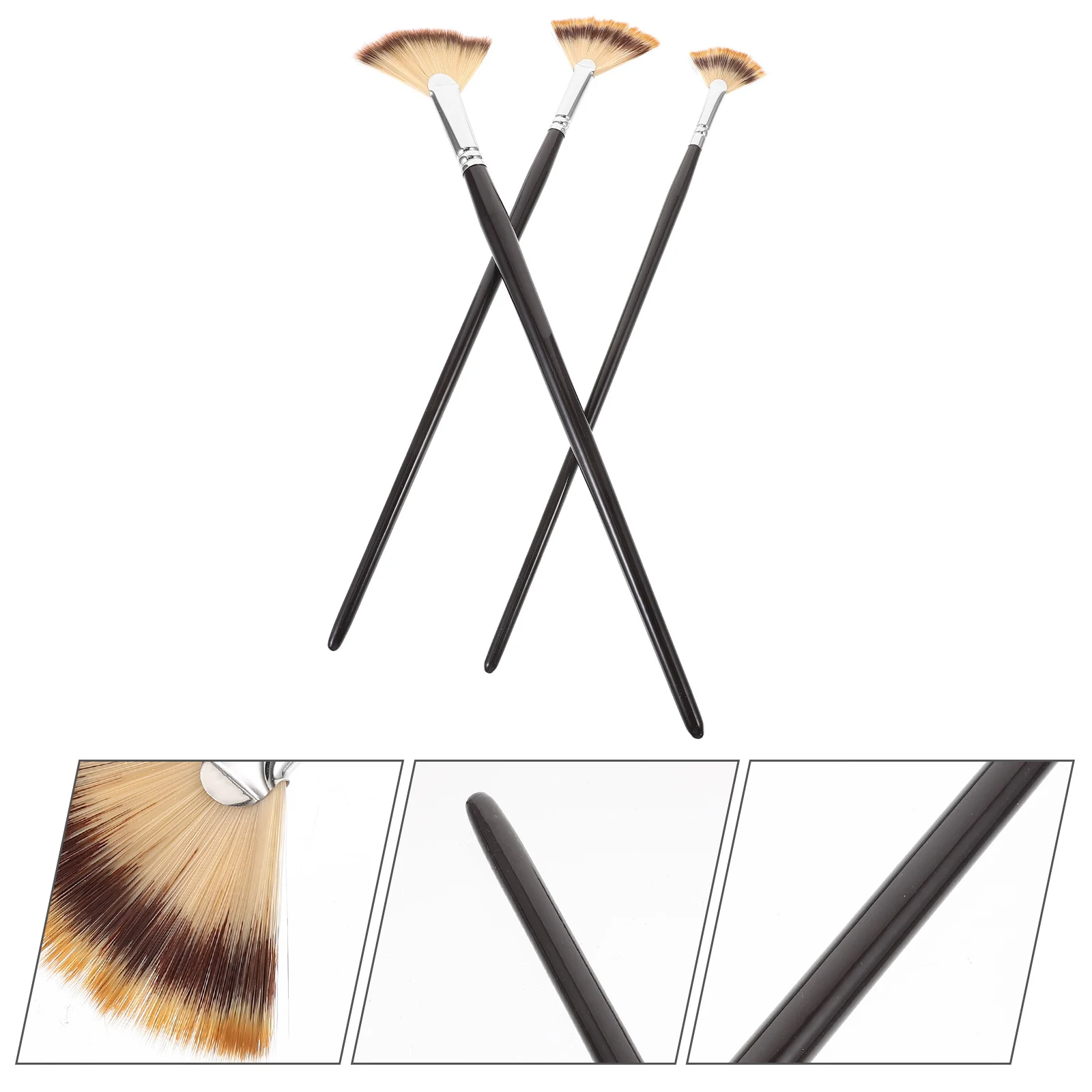 

3pcs Oil Nylon Wood Black Flat Painting Artist Acrylic Beginner 12th Model Art Supplies Oil Painting Tools Flat Brush Set Artist