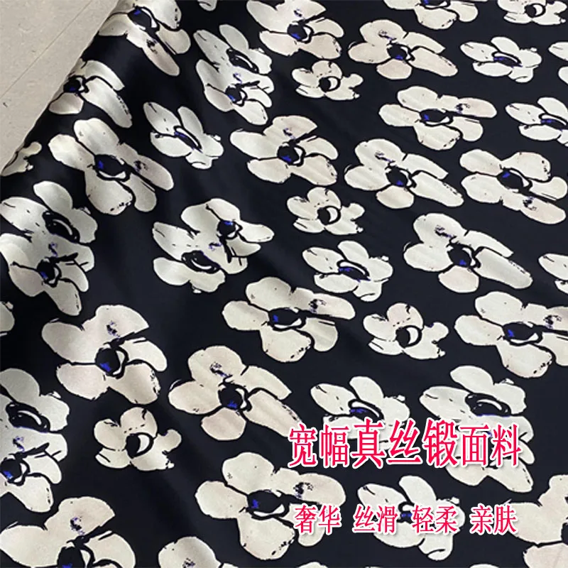 

Summer High-End Blue Plum Blossom Wide Silk Forged Cloth Dress Sling Pajamas Clothing Fabric